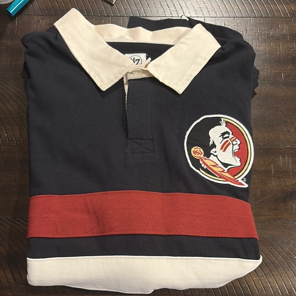 FSU 47 Black and Red Polo Shirt with Collegiate Style